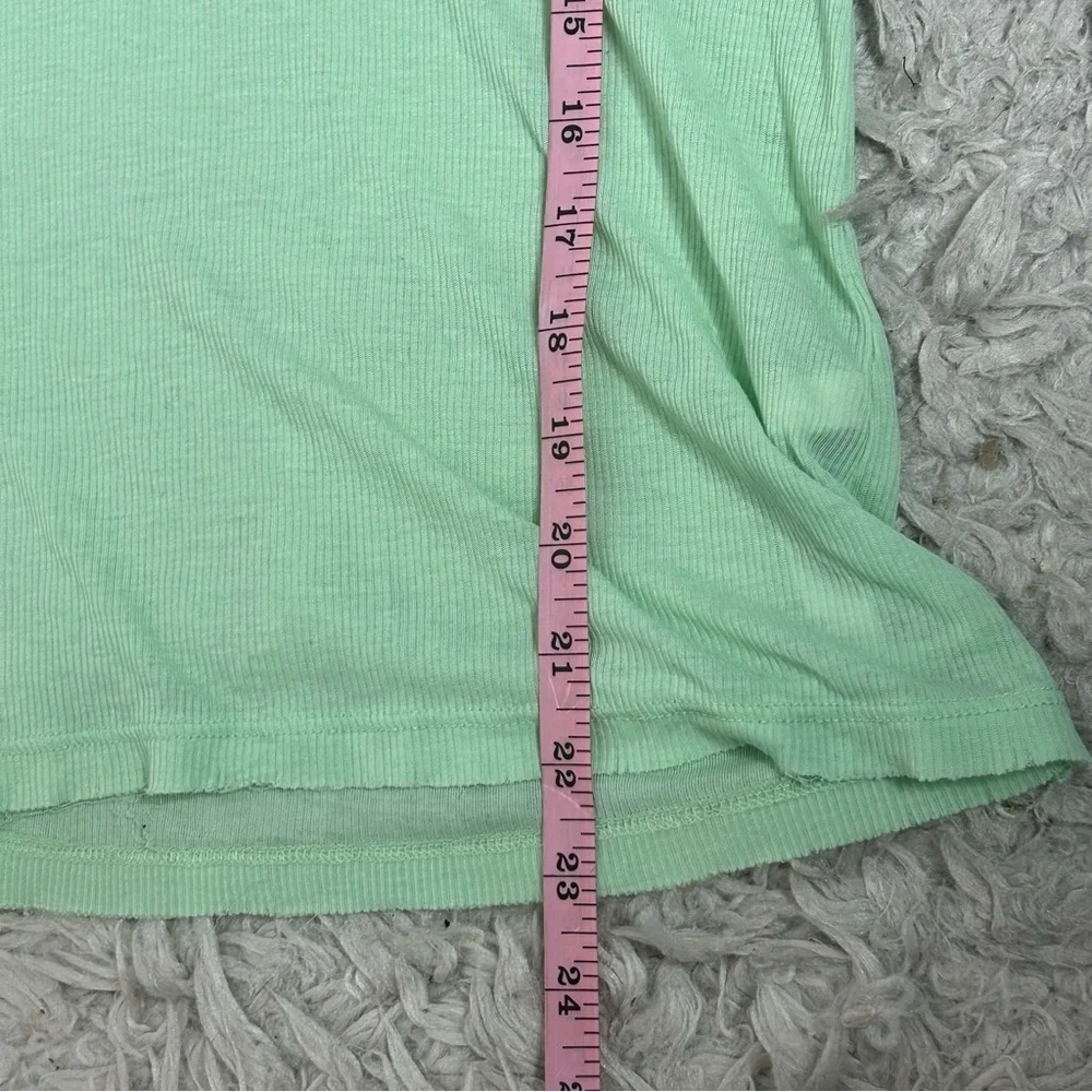 Free People Women's Green Mist Ribbed Om Crew Neck Tank Top